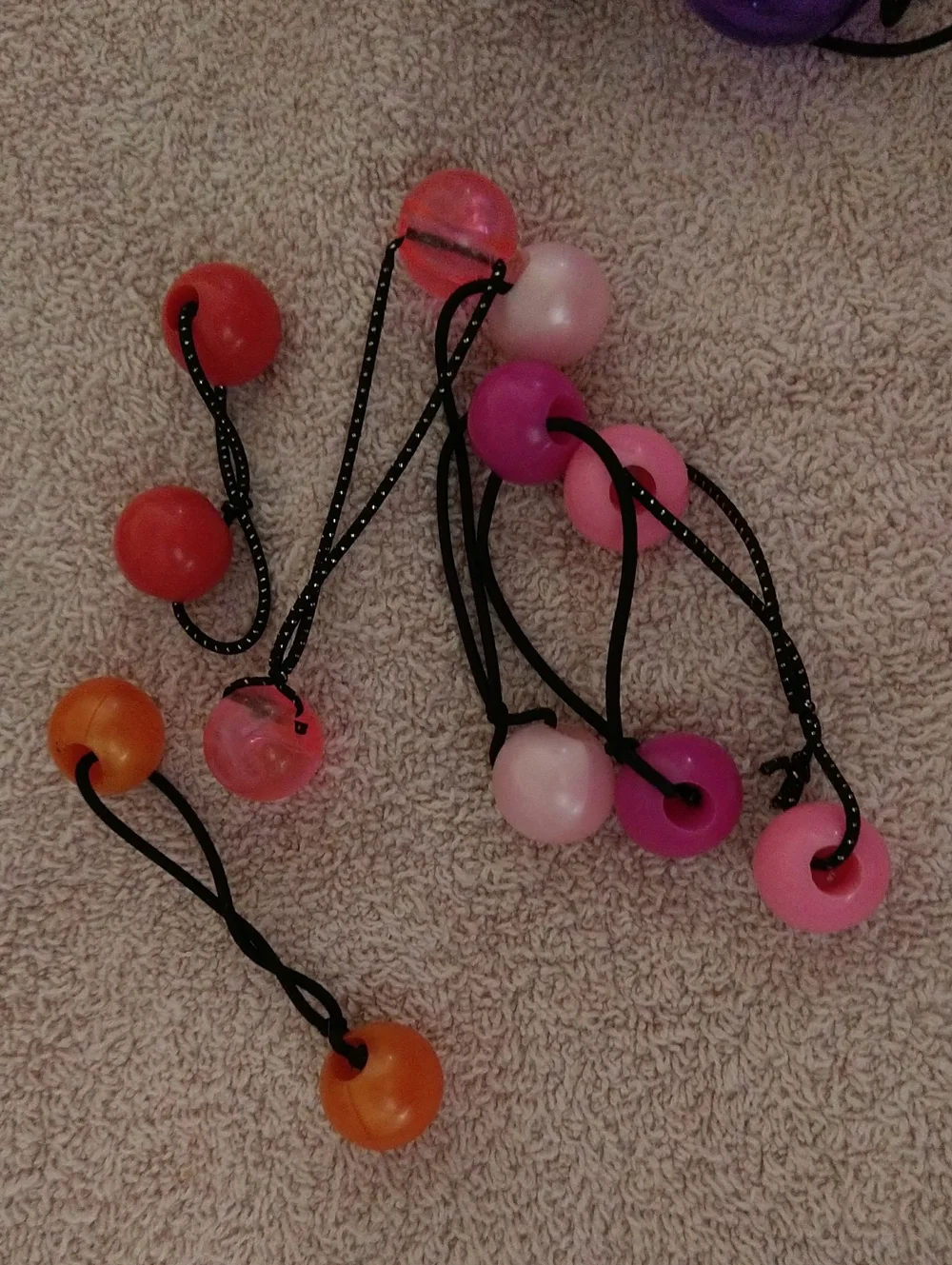 Kids Colorful Bead Hair Ties - Pink, Purple, Red, Orange, Clear